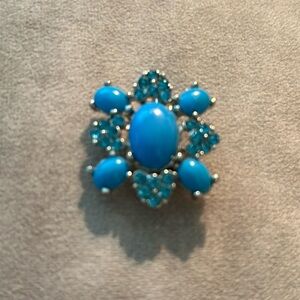 Turquoise colored stone & glass pin